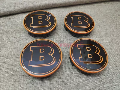 Mercedes Centre Caps 75mm Brabus Emblems Logo Alloy Wheel Badges Orange Black OE • $34.99