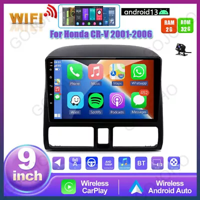 For Honda CR-V 2001-2006 Android 13 Car Stereo GPS Radio CarPlay Bluetooth SWC • $108.29