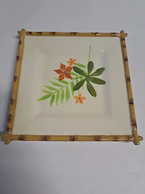 Single Target Home ~Ipanema~ 7 3/4” Square Salad Plate Bamboo Tropical Flowers • $11.99