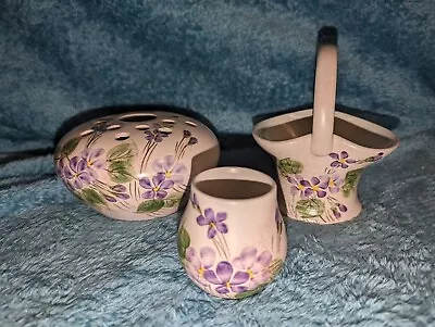 Collection Of 3 Pieces E Radford Hand Painted (FV)  Floral  Vases - VGC • £10