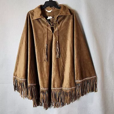 VTG Milton Funwear Poncho Adult Women L / XL Boho Native Indian Feather Costume • £26.75