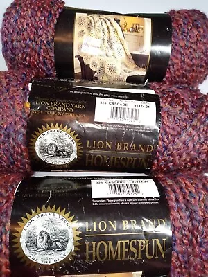 Lion Brand Homespun Yarn-Cascade-Lot Of 3 Skeins Each 185 Yds-Bulky-98% Acrylic • $15.95