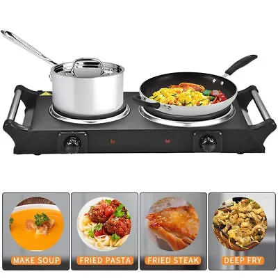 2000W Double Hot Plate Electric Portable Tabletop Cooker Kitchen Camping Hob • £22.99