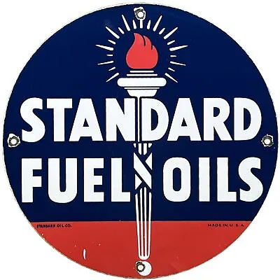 Vintage Standard Oil Co Porcelain Sign Gas Station Pump Plate Torch Fuel Pump • $116.38