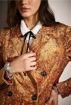 Free People Cosmo Blazer Paisley Print Velvet Jacket L • £32.99