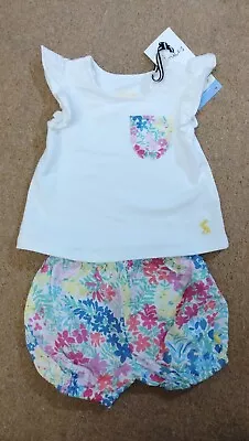 JOULES Ellen Baby Girls Floral Bloomers Shorts & Top Set Age Up To 1 Month BNWT • £14.99
