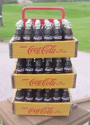 Coca Cola 3 Mini Cases Of Bottles On Red Coca Cola Dolly • $32.24