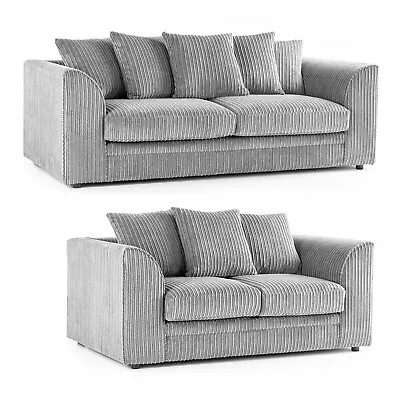 £479 • Buy Jumbo Cord 3 Seater 2 Seater Silver Luxor Grey Sofa Suite NEW Corner Footstool