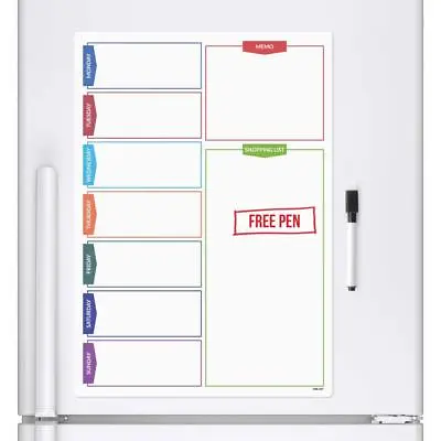 COLOUR Magnetic Fridge Big Weekly Meal Planner Drywipe A3 White Notice Board Pen • £7.03