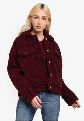 £25 • Buy Dr. Denim Women's Sherpa Pixley Teddy Jacket, Mulberry Wine, Size M