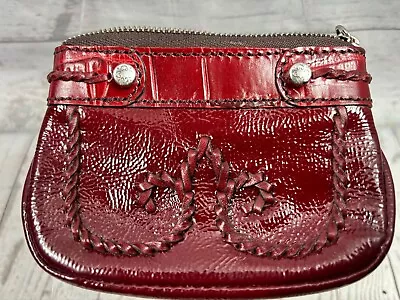 Brighton Wine Colored Croc Embossed Shiny Leather Coin/Change  Purse Vintage • $14.99