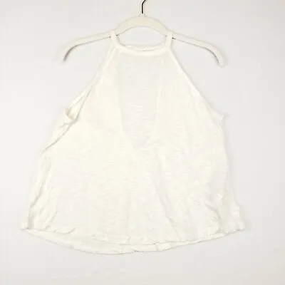 H & M Divided Sleeveless Swing Halter Neck Open Back Semi Sheer Ivory Top XS • $8.71