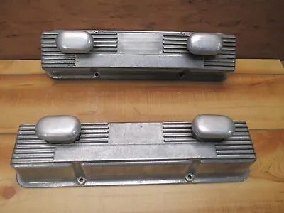 M/T Valve Covers With Vintage Breathers SB Chevy Finned Aluminum Mickey Thompson • $224.99