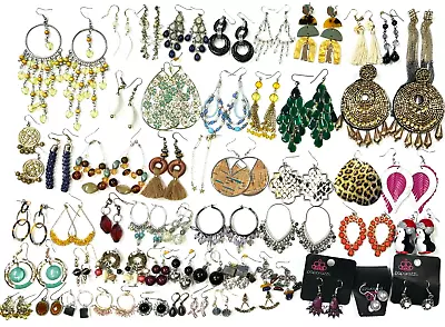 Huge Lot 54 Pairs Vintage Mod Colorful Dangle Pierced Earrings Mixed Style #W22 • $9.99