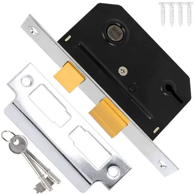 64mm/2.5  YALE CHROME SASH LOCK 3 Lever Polished Silver Escutcheon Wooden Door • £11.88