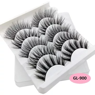 False Eyelashes Fake Eye Lashes 5 Pack 3D Mink Set Wispy Fluffy Long Thick Soft • £2.59