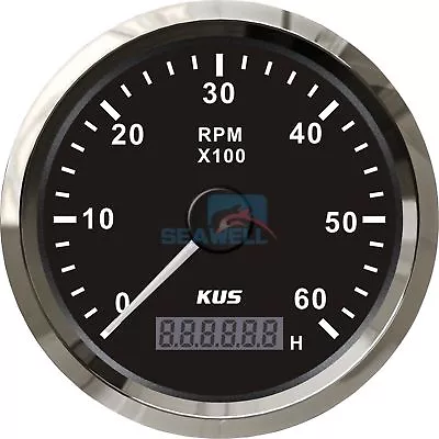 KUS Marine Boat Tachometer Gauge W/ LED Hourmeter Boat RPM Tacho Meter 6000RPM • $42.99