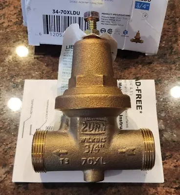 Zurn 3/4  Bronze 70XLDU Water Pressure Reducing Double-Union Valve - No Unions • $49.95