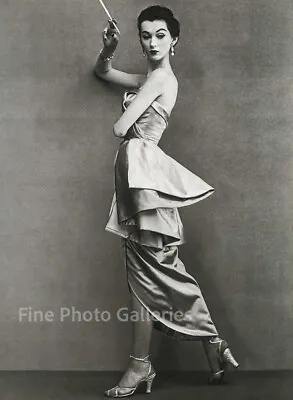 $189.13 • Buy 1950 Vintage RICHARD AVEDON Paris Female Fashion Smoking Dress Duotone Photo Art