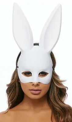 Edgy Bunny Mask Elastic Strap Rabbit Masquerade Costume Tall Ears White 996451 • $15.29