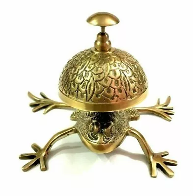 Vintage Unique Brass Frog Desk Bell Antique Hotel Counter Reception Bell Gift • $31.97