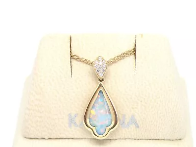 Authentic Kabana 14k Yellow Gold 4 Star Premium Opal Inlay Diamond Pendant • $1616