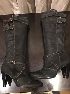 Vintage Dune London Steampunk Sexy Real Suede Buckled Boots Size 8 Unworn! • $39