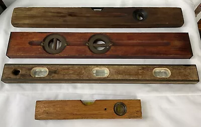 4 - Vintage Wood / Brass / Levels 3-2Ft 1-1Ft Stanley/Acme • $60