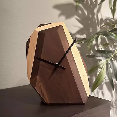 Modern Desk Clock Black Walnut And Maple - The Iron Roots Designs California • $159.94