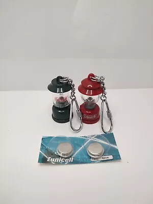 Tested! Lot Of 2: Coleman Mini Green/Red Camping Lanterns Keychain Lights  • $22.55