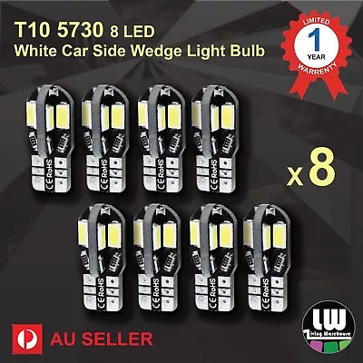8pcs Canbus T10 5730 8 LED SMD White Car Side Wedge Light Lamp Bulb -194 168 W5W • $9.35