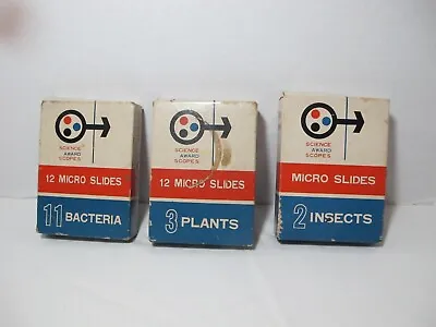 Vtg 3pc Cragstan Micro Slides Boxes Insects Plants Bacteria Science Award Scopes • $19.99