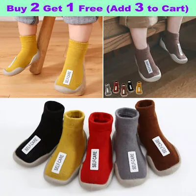 £5.57 • Buy Kids Toddler Anti-slip Slippers Socks Warm Winter Baby Boys Soft Cotton Shoes Uk