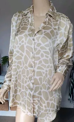 Zara Ladies Womens Beige Gold Giraffe Print Blouse Top Size XS • £8