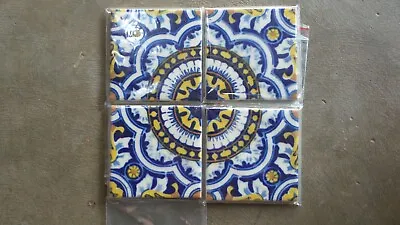 4 Pieces Mexican Tiles Ciasa Hecho En Mexico 11 X 11 Cm S Make 1 Larger Pattern • $20