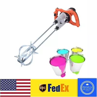 1800W 2 Speed Electric Mortar Mixer Dual Paint Cement Grout Mortar Twin Paddle • $143