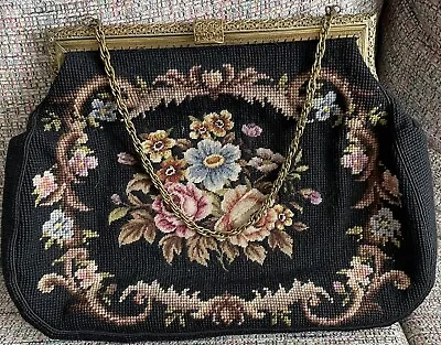 Large Vintage Needlepoint Purse Handbag Bag • $50