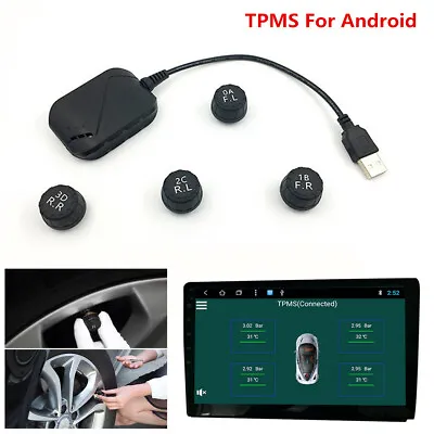 $29.51 • Buy USB TPMS External Sensor Car Tire Pressure Monitoring Alarm System For Android