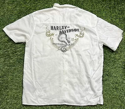 Harley Davidson Mechanic Button Up Shirt Men's XL Distressed Embroidered • $23.39