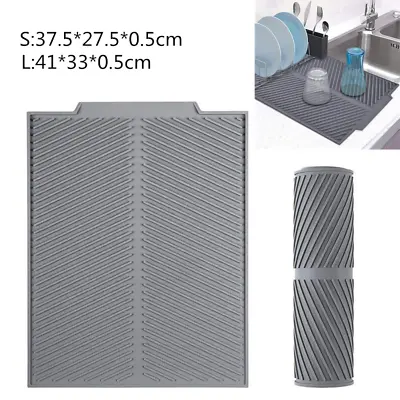 £9.99 • Buy Silicone Dish Draining Board Mat Folding Drainer Mat Heat Resistant Pot Mat
