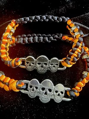 Skull Collection Shamballa Bracelet Harley Love Orange/Black Set-0219 • $16.88