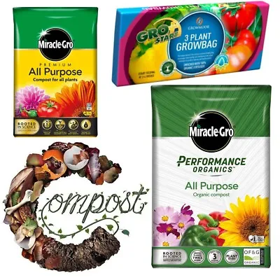 Miracle-Gro Performance Organics All Purpose Compost 40 Liter Bag 3 Plant Grow • £9.49