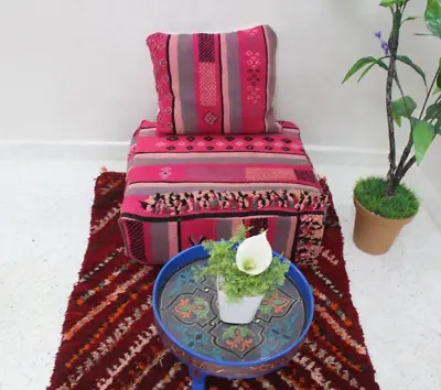 Moroccan Pink Floor Sofa Moroccan Floor Couch Set Of Floor Sofa Pillows Pouf • $195