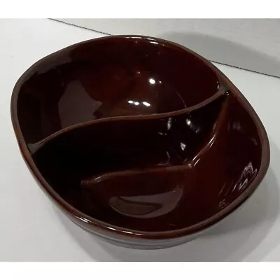 Vintage 1950s Marcrest Oven-Proof Stoneware Daisy Dot Brown Serving Bowl • $35