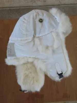 The Mad Bomber Winter White Rabbit Fur Ear Flap Hat - L • $27.99