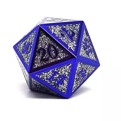 Easy Roller Metal D20 - Heroic Dice Of Metallic Luster - Silver W/Purple New • $11.49