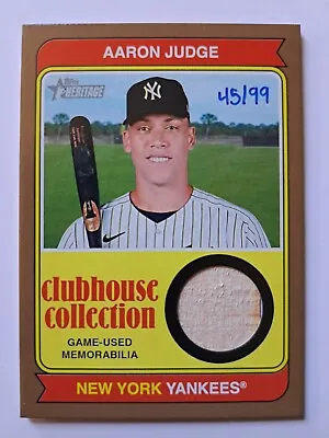 2023 Topps Heritage Clubhouse Collection Relic Gold # CCR-AJ Aaron Judge 45/99 • $26