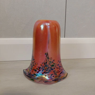£40 • Buy Vintage Iridescent Glass Art Nouveau Tulip Bell Fluted Light Shade Orange Lustre