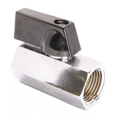 Mini Ball Valve 3/8  FEMALE X FEMALE NPT Chrome Plated Brass Body 450 Psi F X F • $12.49