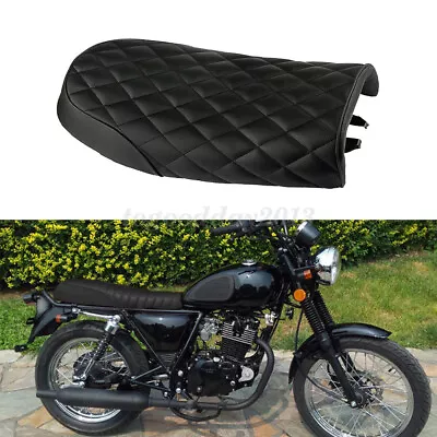 UK Universal Motorcycle Racer Seat Flat Black Cafe Hump For Honda CG CB Suzuki • £35.40